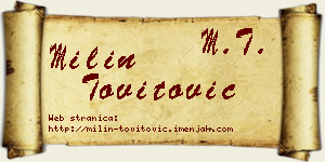 Milin Tovitović vizit kartica